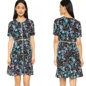 The Kooples Botanical Floral Print Silk Mini Dress Size Small